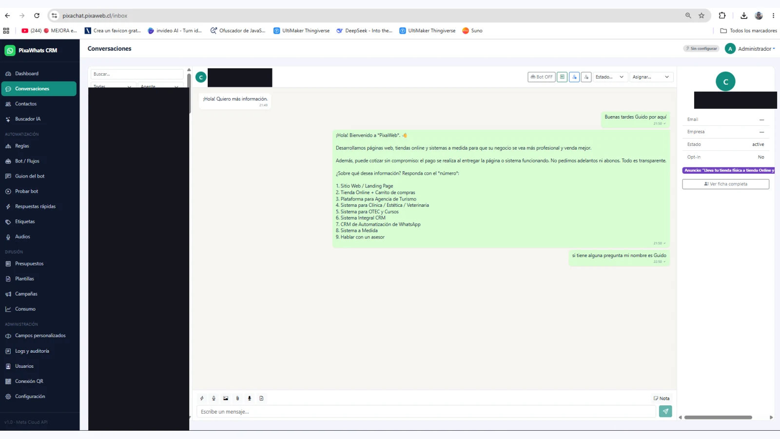PixaWhats CRM — proyecto desarrollado por PixaWeb