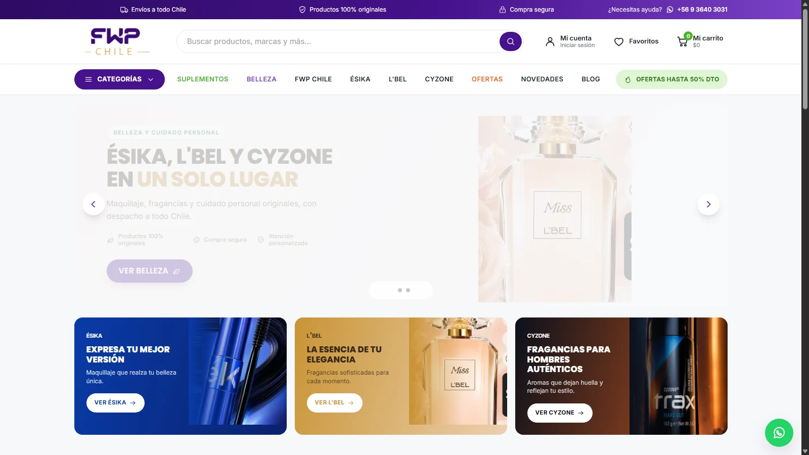 Productos FWP Chile — proyecto desarrollado por PixaWeb